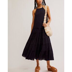 Free People Somewhere Sunny Black Maxi Dress NWOT